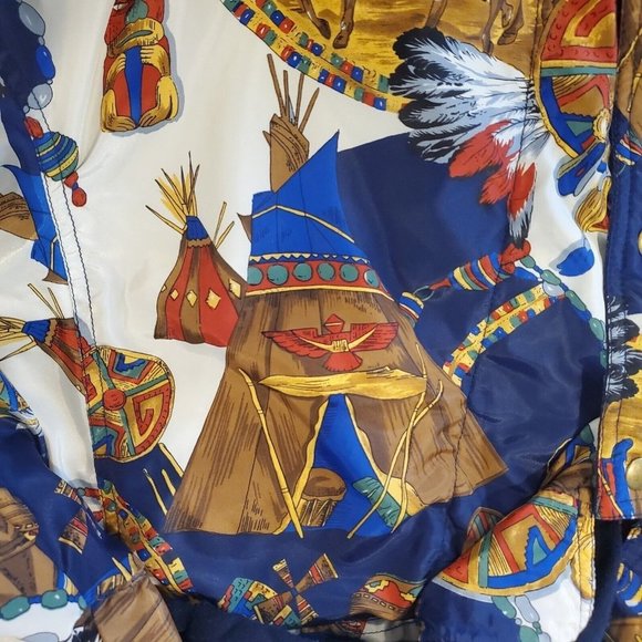 Vintage 80s 90s Womens Native American Southwest Bomber Jacket‎ Hooded Sz M/L - Picture 10 of 12